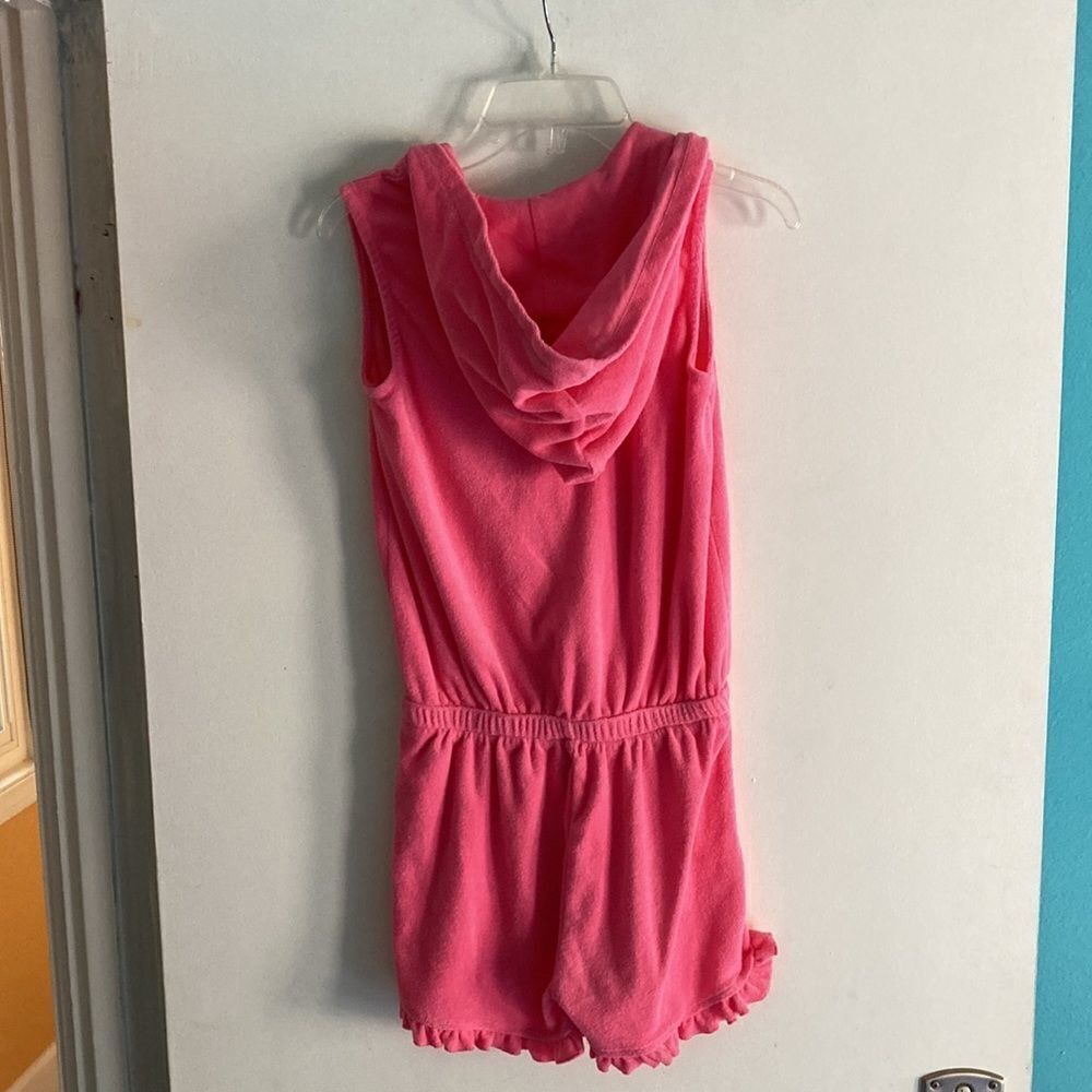 Juicy Couture Girls Size 12 Pink Terrycloth Hoodie Shorts Romper Summer Swim